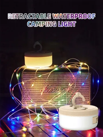 Portable LED Camping Light Retractable String Lights IP44 Waterproof Outdoor Atmosphere Lantern For Tent Camp Party