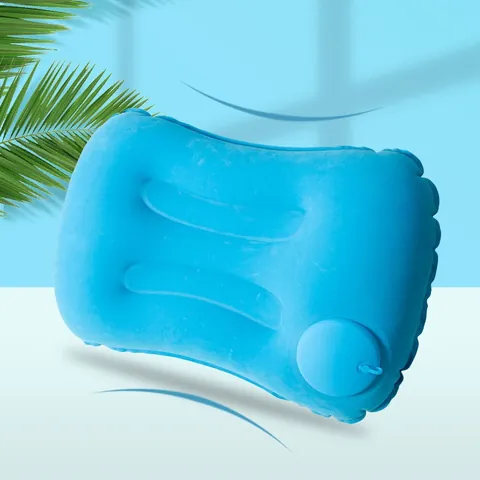 Oreiller Gonflable Portable Extérieur à Pression Pompe Manuelle Ergonomique Soutien Cou Flocage Camping Voyage