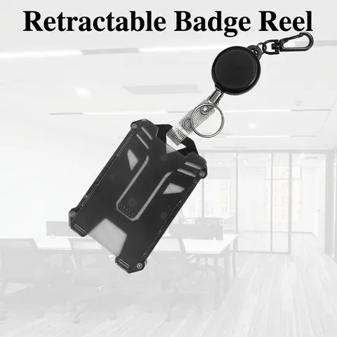 Heavy Duty Retractable Badge Reel With Carabiner Clip Alloy Metal ID Card Holder Key Ring For Outdoor Camping Office