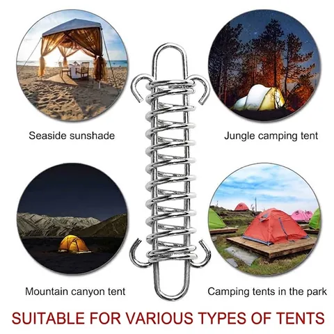 Stainless Steel Tent Spring Tensioner Buckle Outdoor Camping Wind Rope Fastener For Sunshade Canopy Windproof Hook Accessory