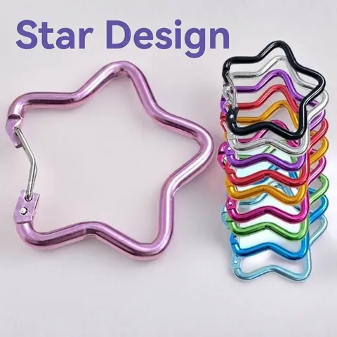 Aluminiumlegering Vijfpuntige Ster Karabijnhaak Veelkleurige Stervormige Sleutelhanger Clip Outdoor Decoratieve Rugzak Ophanghaak Ster Staaldraad Sleutelring