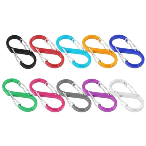 Aluminum Alloy S-Shape Dual Head Carabiner 8-Shape Keychain Hook With Safety Lock Multicolor Outdoor Backpack Attachment Buckle Accessories
