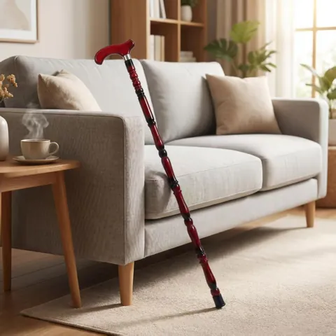 Vintage Solid Wood Walking Stick Ergonomic T Handle Non Slip Carved Wooden Cane For Elderly Mobility Aid Support Gift