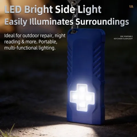 Super Mini LED Keychain Flashlight Type-C Rechargeable Multifunctional Portable EDC Light Magnetic Red Blue Warning Lamp