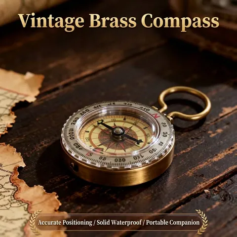 Retro Brass Outdoor Compass Flip Cover Luminous Waterproof Pocket Watch Style Navigation Tool For Hiking Camping Survival