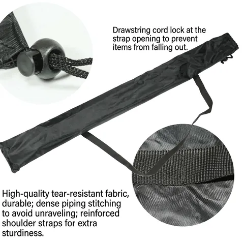 Black Oxford Cloth Trekking Pole Storage Bag Portable Hiking Stick Carrying Case With Drawstring Shoulder Strap For Outdoor