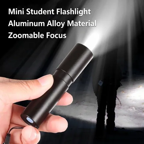 Aluminum Alloy LED Flashlight USB Rechargeable High Brightness Telescopic Zoom Handheld Waterproof Portable Torch For Outdoor Camping Hiking