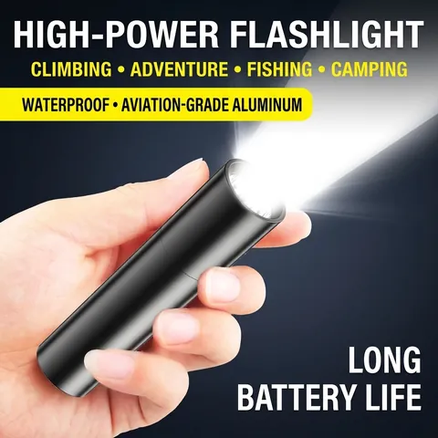 Aluminum Alloy LED Flashlight USB Rechargeable High Brightness Telescopic Zoom Handheld Waterproof Portable Torch For Outdoor Camping Hiking