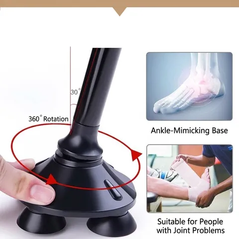 Non-Slip Rotating Walking Stick Tip Replacement Rubber Aluminum Alloy Foot Pad For Seniors Outdoor Balance Cane Support