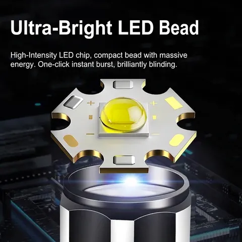 Lampe de Poche LED Haute Puissance Rechargeable USB Portable en Alliage d'Aluminium Étanche pour Camping Extérieur
