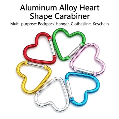 Heart-Shaped Aluminum Alloy Mini Carabiners For Bag DIY Clothes Accessories Colorful Heart Hook Keychain Backpack Decoration Women Kids Gift