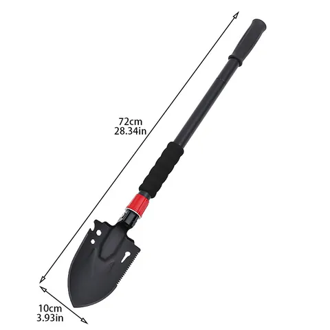 Pelle Pliante Multifonctionnelle en Acier au Carbone Outil de Survie Portable Pour le Camping la Randonnée l'Urgence Automobile Pelle Tactique Avec Pioche Scie Décapsuleur