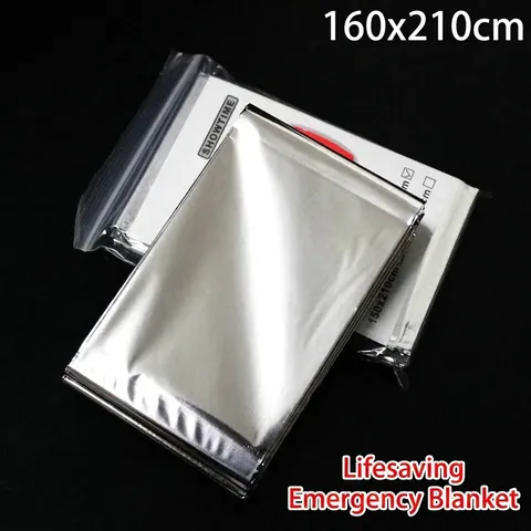 Coperta di Emergenza per Esterni in Foglio di Mylar Termico Primo Soccorso Impermeabile Antivento Riflettente per Campeggio Sopravvivenza
