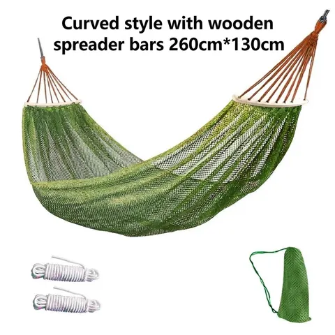 Outdoor Portable Mesh Hammock Durable Nylon Rope Hanging Bed For Camping Travel Yard Garden Relaxation Adult Sleeping Bed Swing