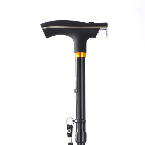 Cleye Bastoncino da Trekking Pieghevole Leggero Regolabile in Alluminio Con Luce LED Base a Quattro Piedi Per Anziani Esterni