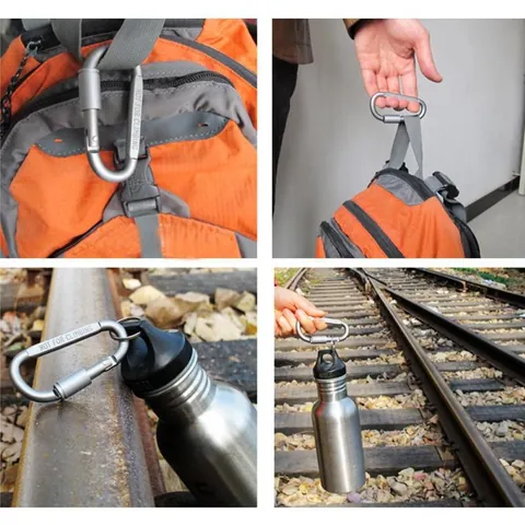 Outdoor Aluminiumlegierung D-Ring Verriegelung Karabiner Schlüsselanhänger Clip Für Rucksack Wasserflasche Camping Wandern Haken Zubehör