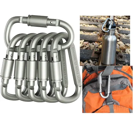 Aluminum Alloy D-Ring Carabiner Screw Lock Spring Snap Clip Hook For Backpack Camping Outdoor Travel Keychain Not For Climbing