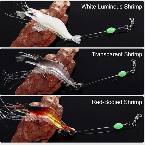 Leuchtender PVC Garnelen Softköder Künstlicher Köder Für Barsch Zackenbarsch Salzwasser Süßwasser Angeln Zubehör Köder