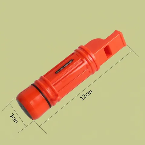 5-in-1 Multifunctioneel Noodgeval Overlevingsfluitje Met Kompas LED-Licht Thermometer Spiegel Vuursteen Buiten Kampeer Gereedschap