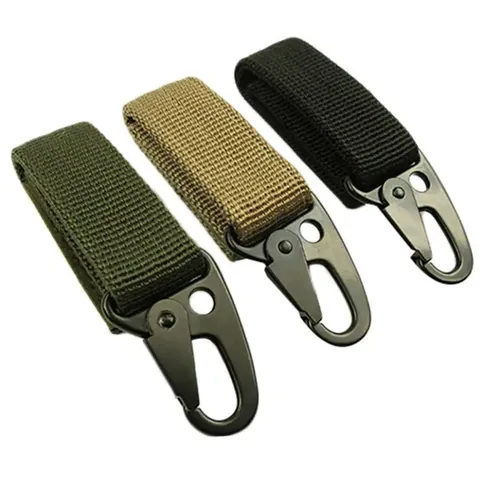 Tactical Nylon Webbing Buckle Heavy Duty HK Hook Molle Keychain Belt Attachment For Outdoor Camping Hiking Backpack Gear