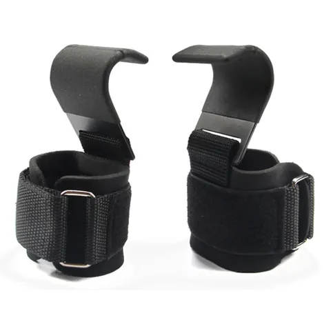 Professional Weightlifting Hooks Padded Wrist Straps For Deadlifts Pull Ups Gym Workout Grip Assistance Strength Training Power Hooks Pair