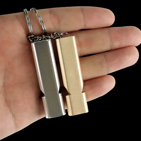 Aluminiumlegering Dubbele Buis Overlevingsfluit Hoge Decibel Noodfluit Outdoor Camping Wandelen Reddingsfluitje Sleutelhanger