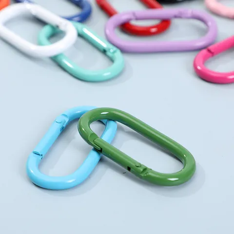 Kleurrijke Gebakken Lak Aluminiumlegering Ovale Karabijnhaak Veerhaak Voor DIY Sleutelhanger Tas Accessoires Runway Vormige Gesphaak