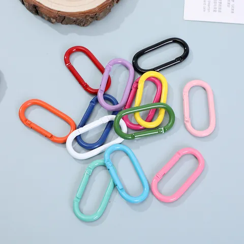 Kleurrijke Gebakken Lak Aluminiumlegering Ovale Karabijnhaak Veerhaak Voor DIY Sleutelhanger Tas Accessoires Runway Vormige Gesphaak