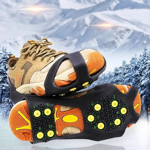 Non-Slip Ice Cleats Crampons For Snow And Ice Outdoor Hiking Climbing Spikes TPE Rubber Traction Gripper For Boots Shoes