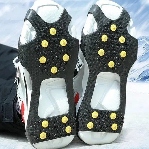 Non-Slip Ice Cleats Crampons For Snow And Ice Outdoor Hiking Climbing Spikes TPE Rubber Traction Gripper For Boots Shoes