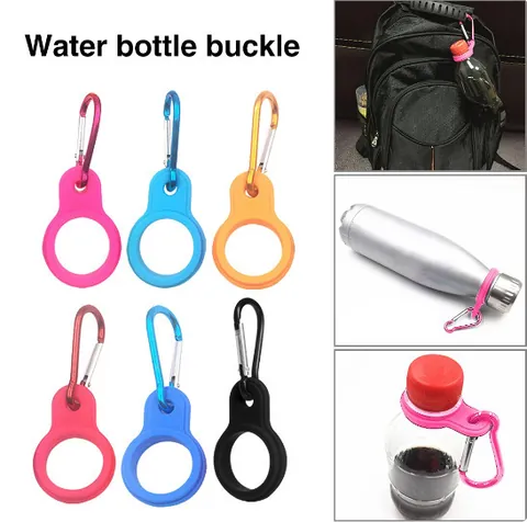 Fibbia Portatile per Bottiglia d'Acqua in Silicone Moschettone Clip Supporto per Bottiglia Sportiva all'Aperto per Escursionismo Corsa