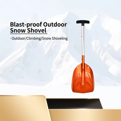 Pelle à Neige Télescopique en Alliage d'Aluminium Outil de Survie Extérieur Portable Pelle Orange Pliable pour Camping