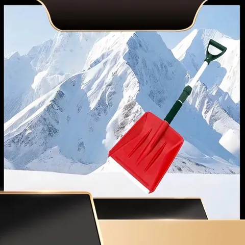 Badile da Neve Telescopico Portatile da Esterno Con Impugnatura a D Vanga Pieghevole in Alluminio e Plastica per Auto Emergenza Campeggio Giardinaggio Rosso Nero