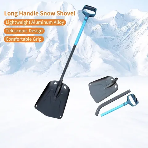 Pala da Neve Telescopica in Lega di Alluminio Portatile Pieghevole con Manico Lungo per Auto Giardino Attrezzo