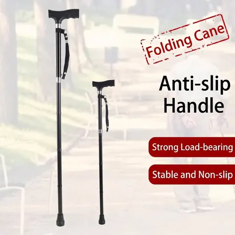 Bastone da Passeggio Regolabile in Lega di Alluminio per Anziani Stampella Telescopica Pieghevole con Luce LED e Impugnatura a T