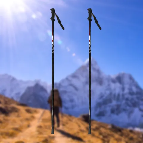 Aluminiumlegierung Skistöcke Trekkingstöcke Zum Wandern Laufen Einteilige Feste Länge Mit Ergonomischem Griff Handgelenkschlaufen Outdoor-Ausrüstung