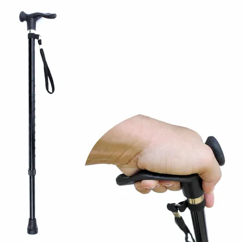 Bastone da Trekking in Lega di Alluminio Regolabile Bastone Telescopico Manico Ergonomico Esterno per Anziani