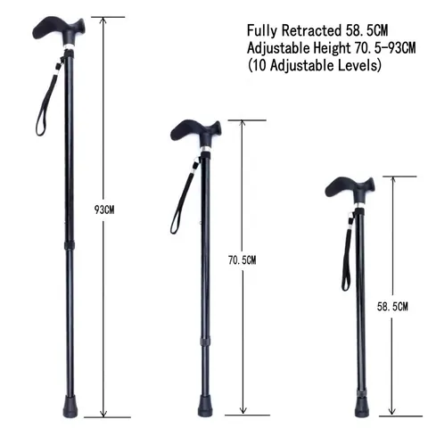 Bastone da Trekking in Lega di Alluminio Regolabile Bastone Telescopico Manico Ergonomico Esterno per Anziani
