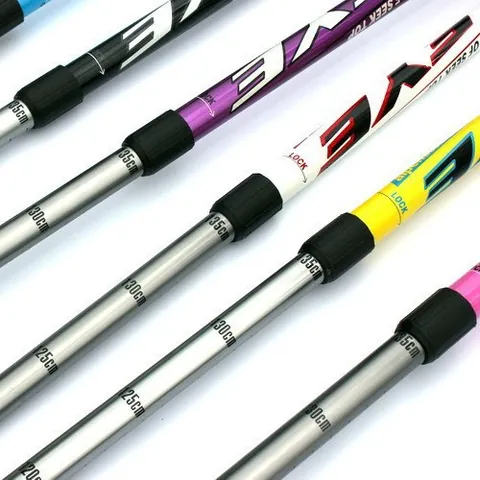 6061 Aluminum Alloy 3 Section Telescopic Hiking Pole Lightweight Straight Handle Lacquered Walking Stick For Outdoor Climbing