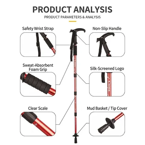 Aluminiumlegierung Anti-Schock T-Griff Trekkingstock Für Outdoor Wandern Klettern Gehstock Verstellbares Werkzeug Für Damen Herren