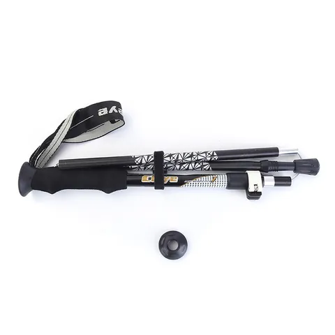 Adjustable Aluminum Alloy Folding Trekking Pole For Outdoor Hiking Climbing Portable Walking Stick With External Lock