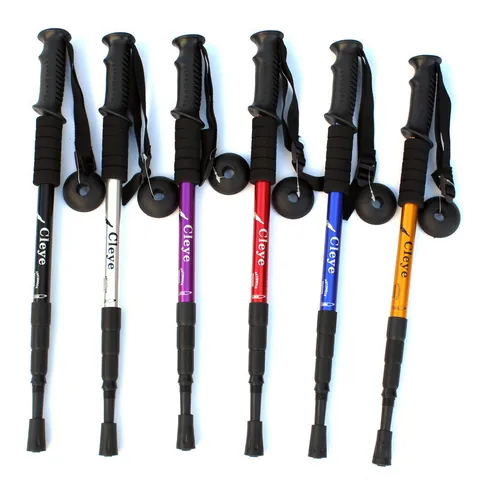Bastone da Trekking Telescopico a 4 Sezioni in Lega di Alluminio Anti-Shock Manico Diritto Bastone da Passeggio Escursionismo Outdoor