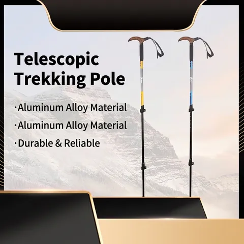 Bastone da Trekking Telescopico in Lega di Alluminio Bastone da Escursionismo Impugnatura a T Antiscivolo per Arrampicata