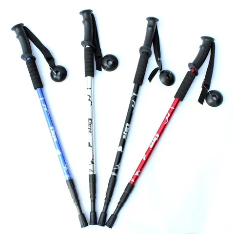 Bastón de Senderismo de Aleación de Aluminio 3 Secciones Ajustable Absorción de Impactos Telescópico Bastón para Aire Libre Trekking Escalada Mujer Hombre