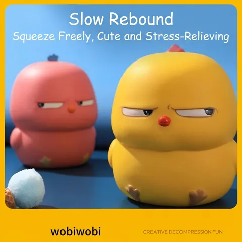 Jouet Squishy Poulet Jaune Dessin Animé Mignon Rebond Lent PVC Anti-Stress Jouet à Presser pour Enfants Adultes Cadeau