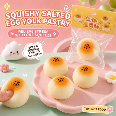 Jouet Squishy Simulation Pâtisserie au Jaune d'Œuf Mochi Soulagement du Stress Rebond Lent TPR Alimentation Factice Jouet de Décompression