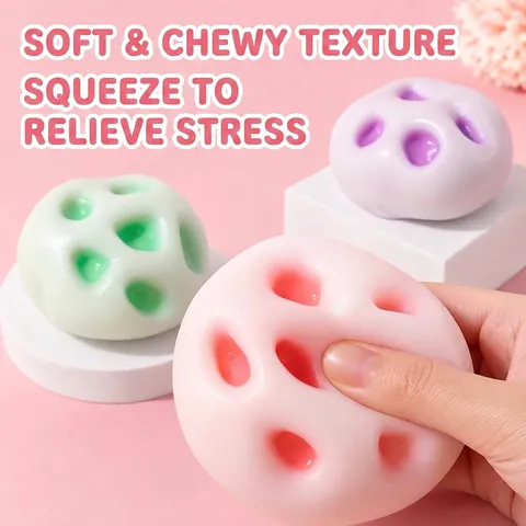 Jouet Squishy Mochi Fait Main Soulagement du Stress Balle à Presser en TPR Souple pour Bureau Maison Jouet de Décompression Adultes Enfants Cadeau