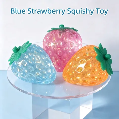Aurora Glitzer Erdbeere Squishy Spielzeug TPR Stressabbau Quetschspielzeug für Erwachsene Büro Dekompression Neuheit Geschenk Erdbeerform
