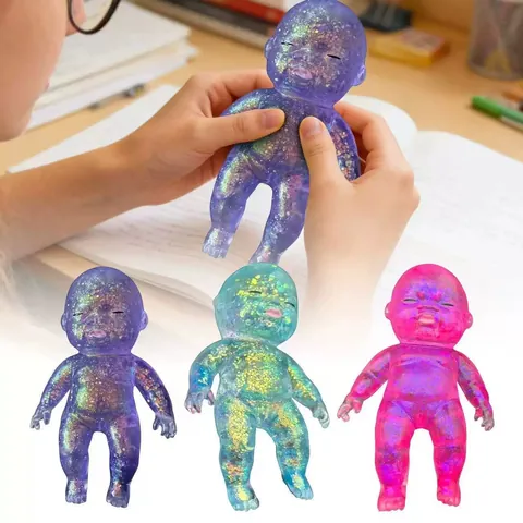 Ugly Cute Baby Doll Squishy Glitter Maltose Slow Rising Stress Relief Toy For Kids Adults Office Decor Squeeze Toy Gift