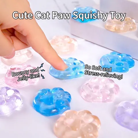 Cartoon Kattenpoot Squishy Speelgoed Zacht Transparant TPR Stressverlichting Knijpspeelgoed Voor Kinderen Volwassenen Cadeau Fidget Toy
